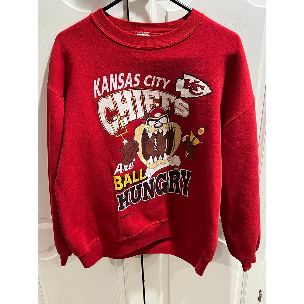 Vintage 1993 Kansas City Chiefs Taz Tasmanian Devil Crewneck Sweatshirt L